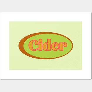 Retro Vintage Decal Design - Cider! Lime, Cerise, and Russet Style Posters and Art